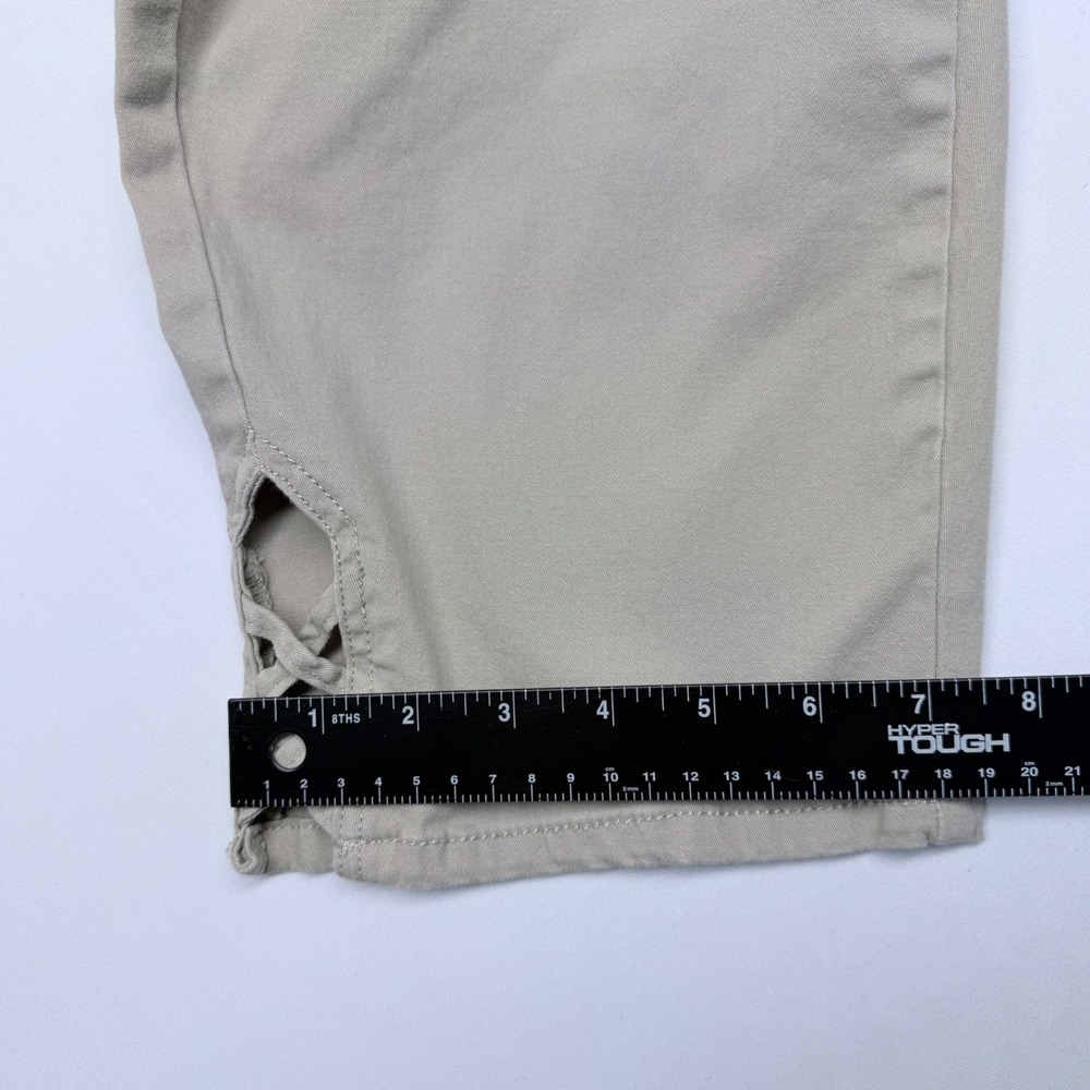 Croft & Barrow Womens Small Khaki Tan Elastic Waist Lattice Hem Capri Crop Pants - Picture 8 of 9